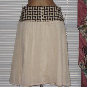 NWT $196 Cream and Brown Silk Skirt CHOYE TOI XS 4